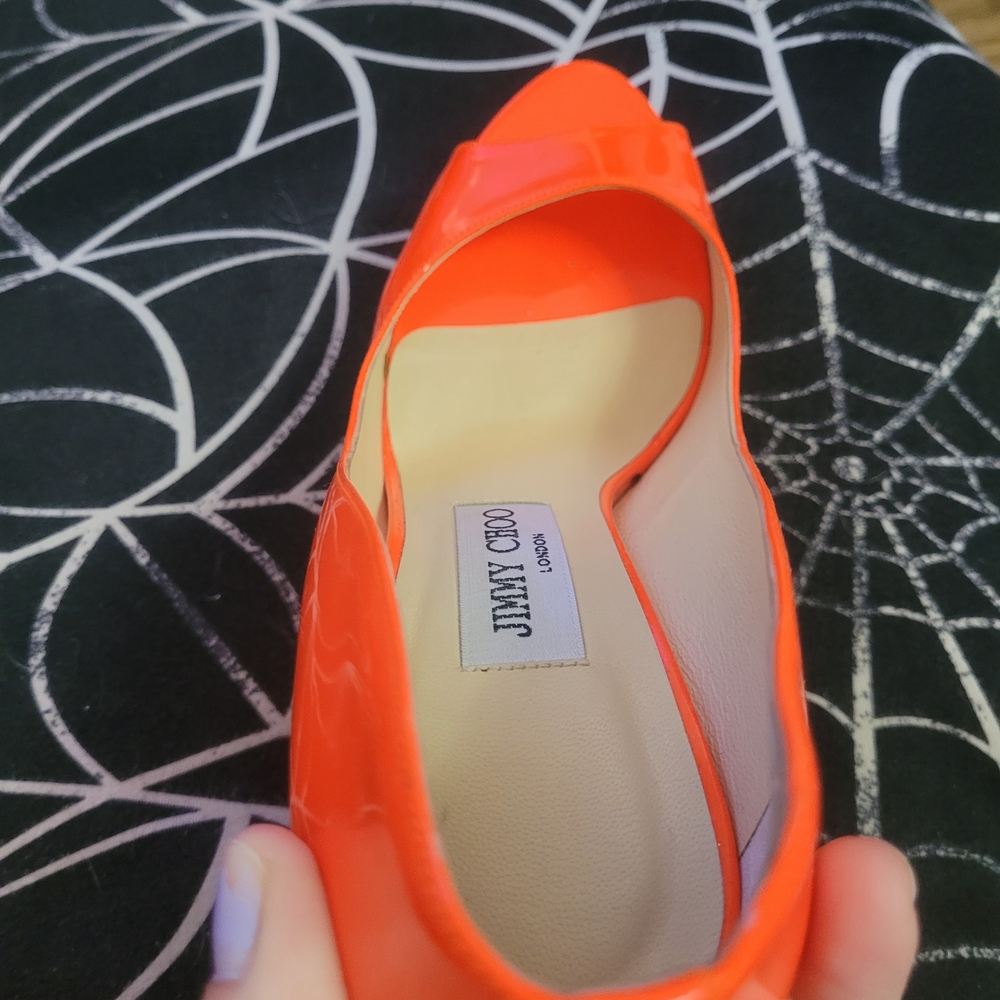 Jimmy Choo Vibrant Orange Heels - Picture 4 of 7